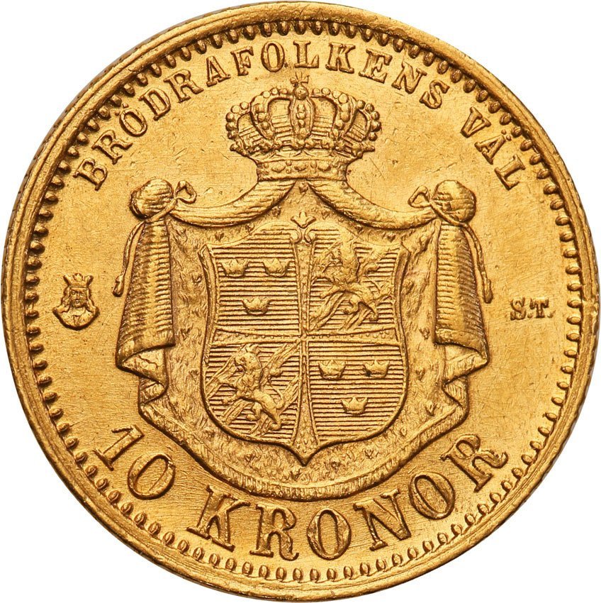 Szwecja. Oscar II. 10 koron 1874